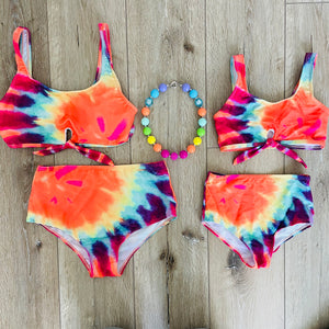 MOM AND ME RAINBOW TIE DYE SWIMMING SUIT