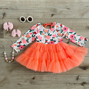 ORANGE DREAM HEART TULLE RUFFLED TUTU DRESS
