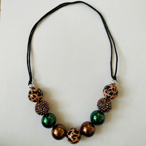 LEOPARD EMERALD BRONZE NECKLACE