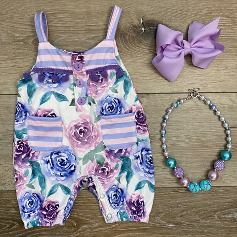 ELLIE PURPLE FLORAL ROMPER