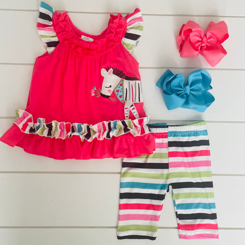 ZEBRA STRIPED RAINBOW SHORT OUTFIT