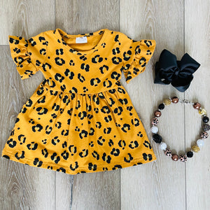 MUSTARD LEOPARD DRESS