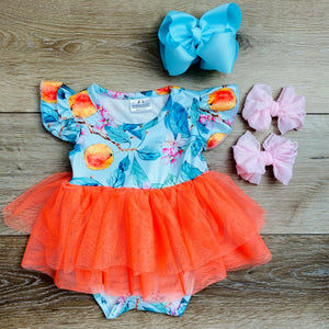 ORANGE FLORAL TUTU ROMPER