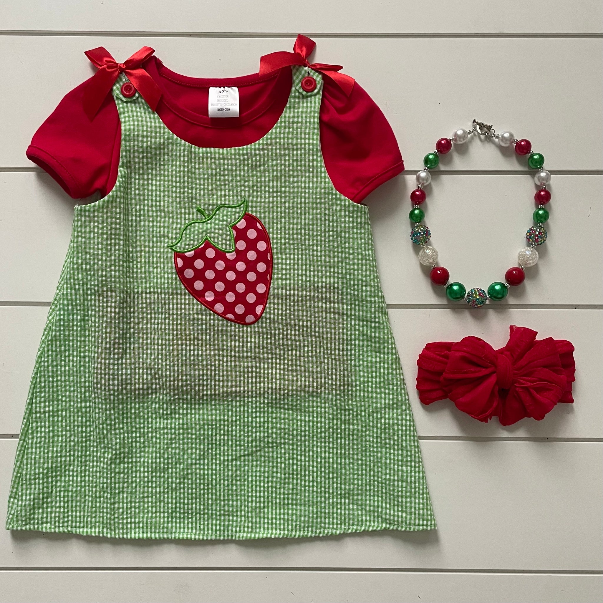 PLAID STRAWBERRY JUMPER
