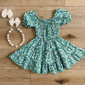 GREEN FLORAL SPRING DRESS