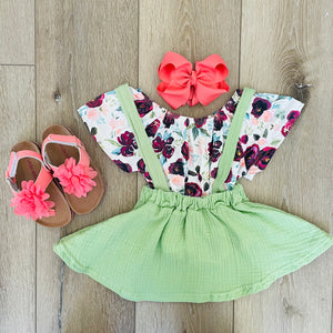 KAYLA FLORAL SUSPENDER SKIRT