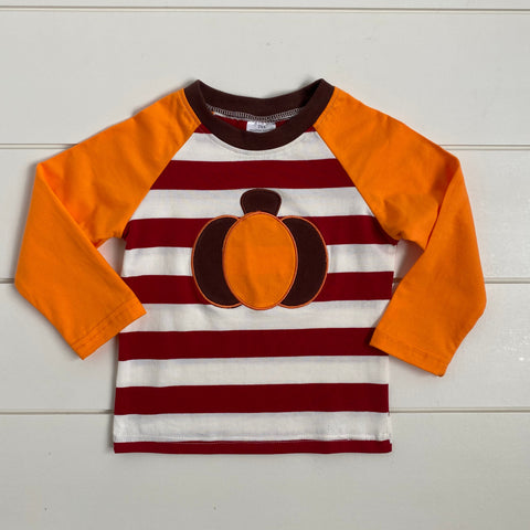 MAROON STRIPE PUMPKIN LONG SLEEVE TOP {12-18 MONTHS}