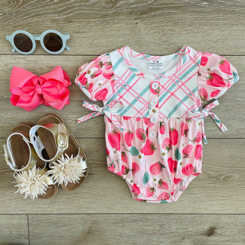 STRAWBERRIES FLORAL ROMPER